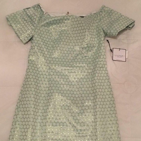 Laundry by Shelli Segal Off The Shoulder Metallic Short Sleeve Dress ,Size 0,NEW - Picture 5 of 9